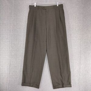 Yves Saint Laurent Dress Pants Mens 40 x29 Pleated Straight Cuffed Vintage Brown